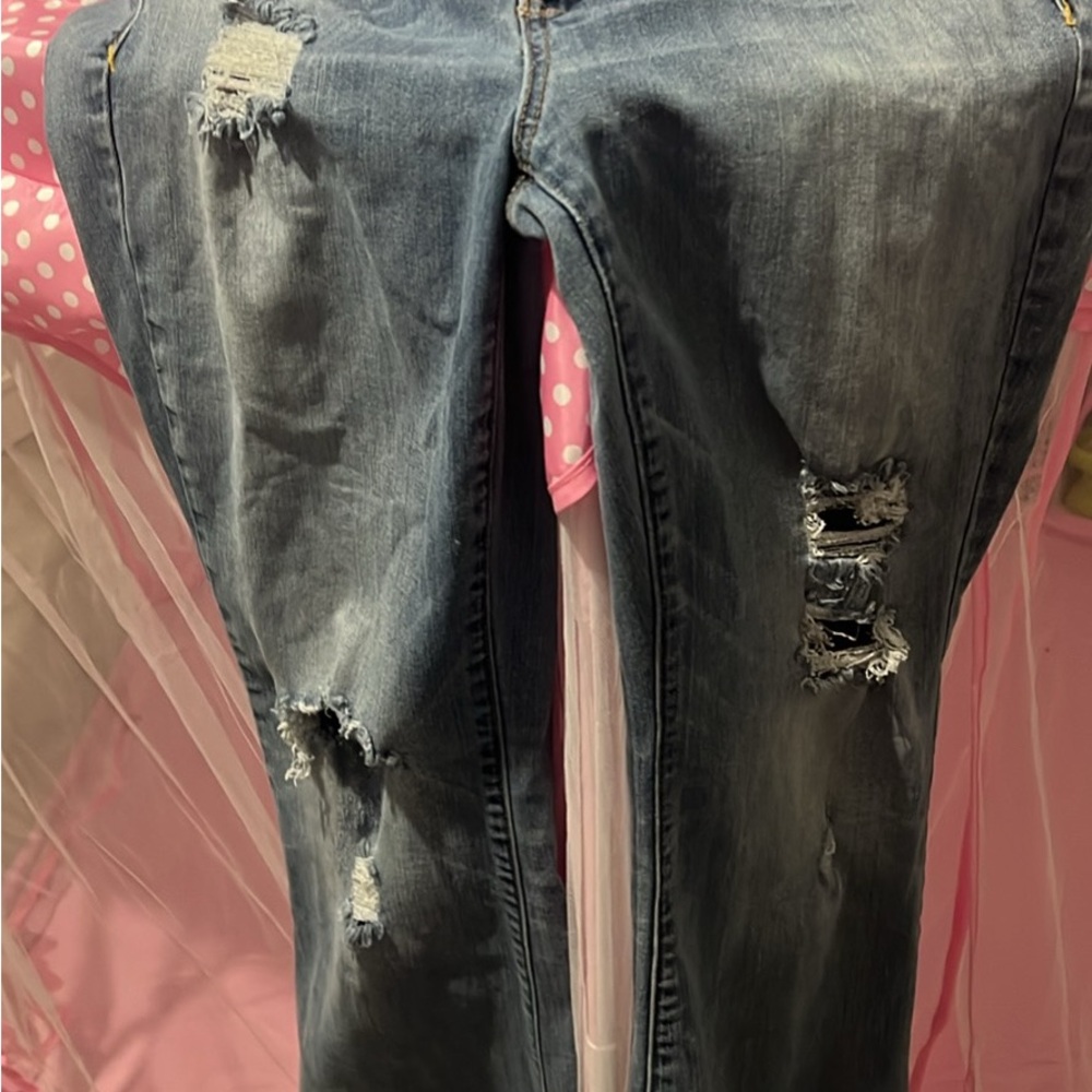 American Eagle Outfitters Blue Boyfriend Jeans Distressed